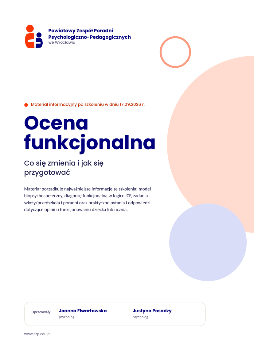 Okładka materiału informacyjnego Ocena funkcjonalna po szkoleniu 17.09.2026 r.